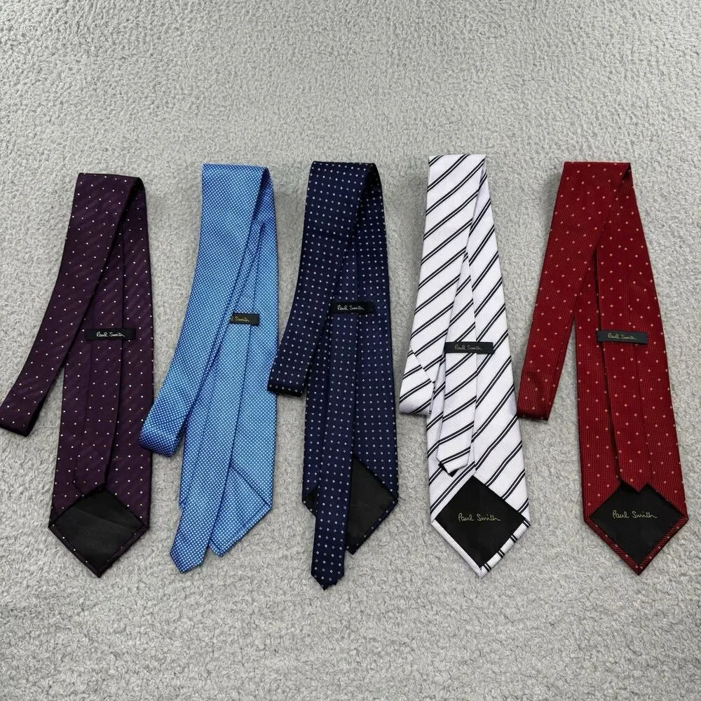 Paul Smith Silk Ties Lot Of 5 Designer Striped Neckties Luxury Bundle